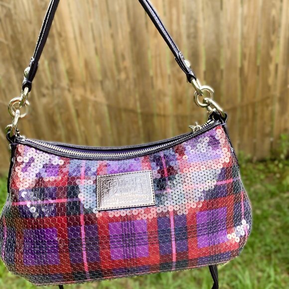 COACH POPPY SEQUIN TARTAN GROOVY BAG MULTI COLOR - Picture 7 of 16